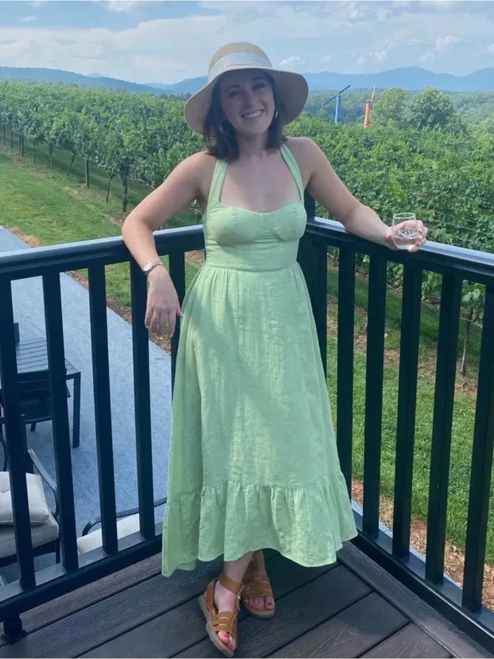 Ashley Park Green Tie Neck Midi Dress Light Green Halter - Women's Summer Dress